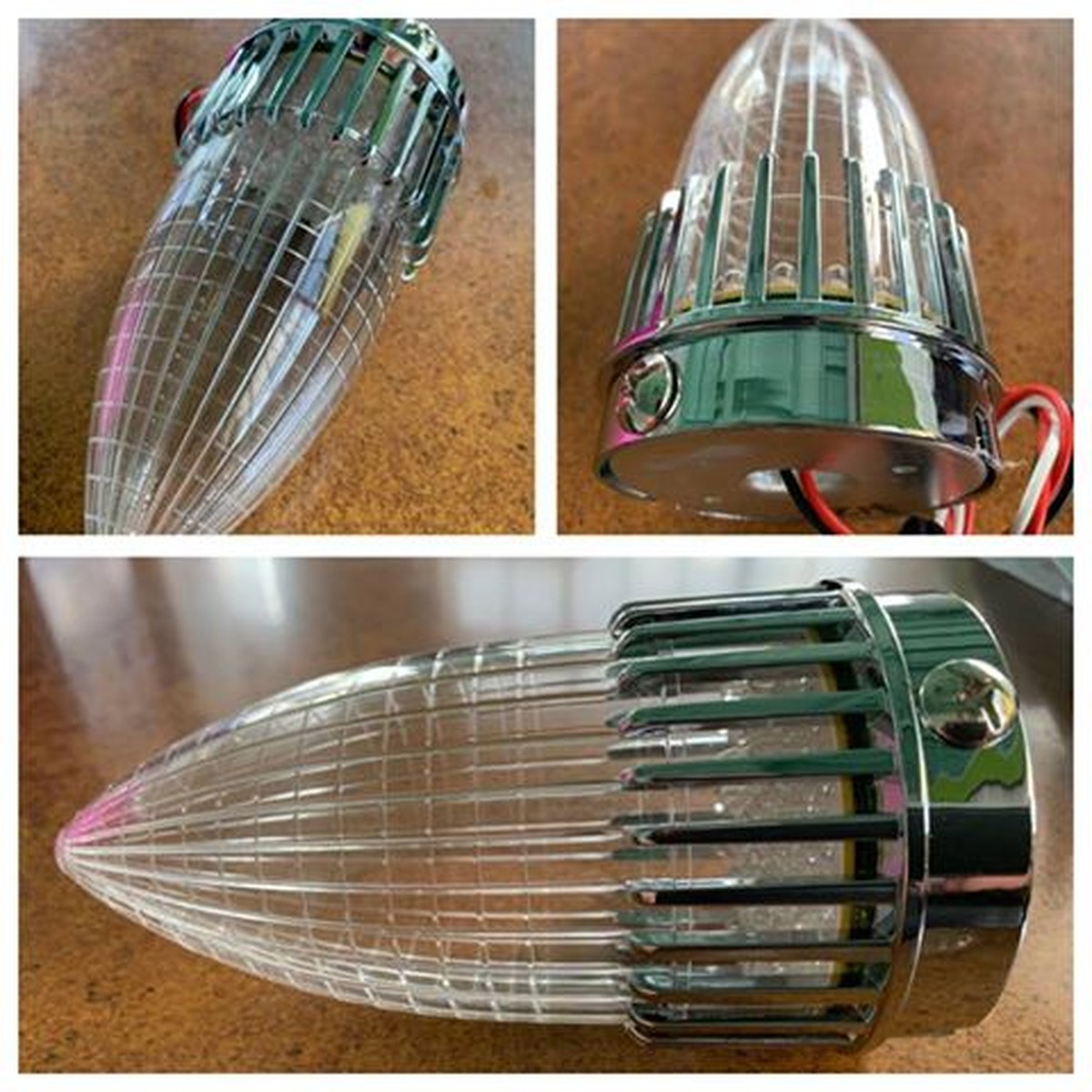 Cadillac Tail Light - 1959 Cadillac Style Tail Light, Polycarbonate Lens, Chrome Die Cast Bezel - Clear Lens