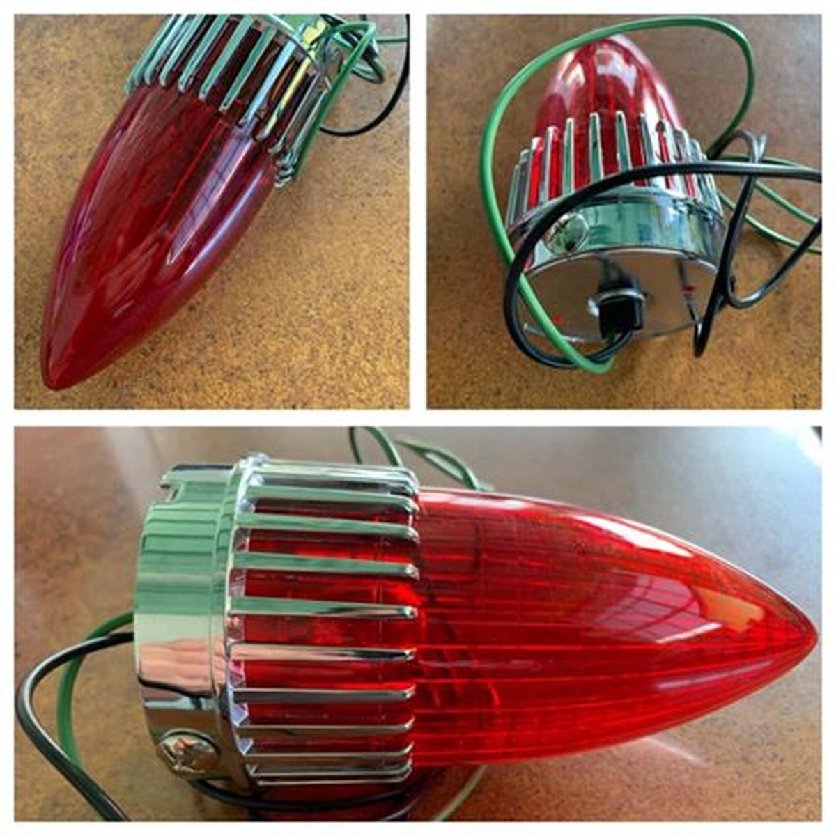 Cadillac Tail Light1959 Cadillac Style Tail Light, Polycarbonate Lens, Chrome Die Cast Bezel - Red Lens