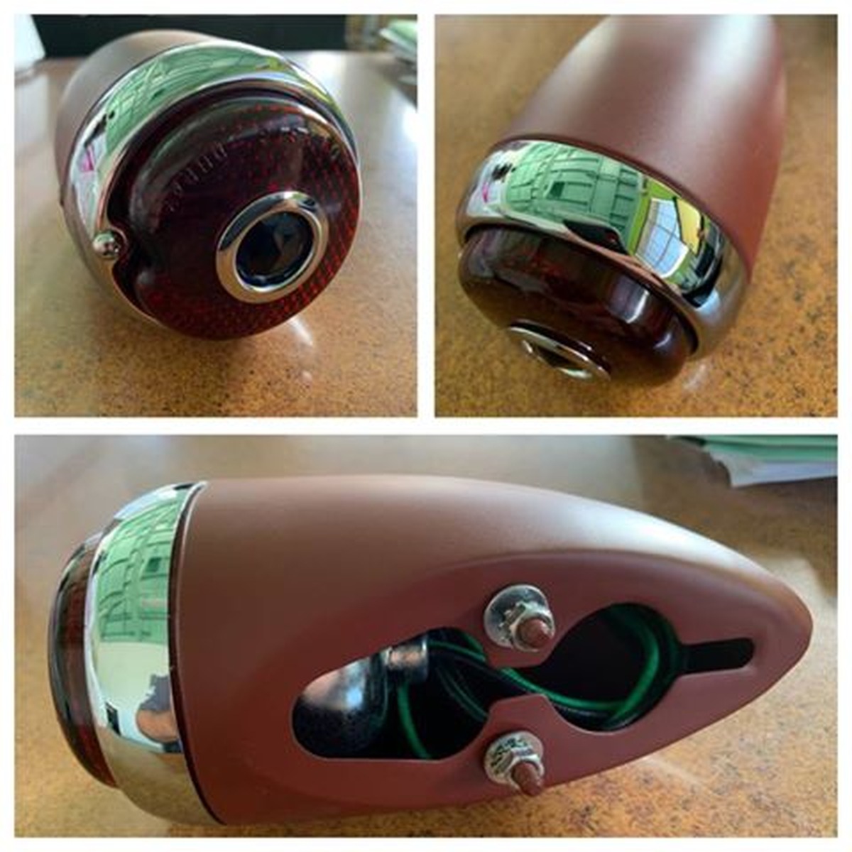 Chevy Tail LightsC3905LBD - 39 Chevy Tail Light, Primer Housing with Chrome Rim, Blue Dot, Left Hand Side