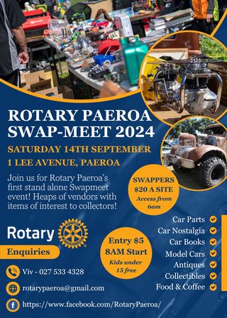 Paeroa Swapmeet Sat 14th Sept