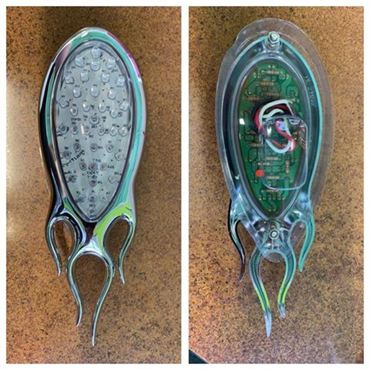 Ford Tail Lights - Tail light lens Red LED with flamed bezel 1938 39 pas